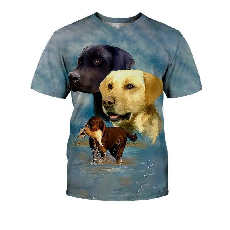 Bobby 2 3DT shirt men's short-sleeved 3D printed T-shirt Labrador Retriever casual trend loose large size quick-drying popular