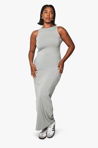 Boohoo Plus Racer Neck Maxi Dress, Grey