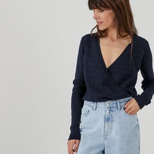 LA REDOUTE COLLECTIONS Trui met wikkeleffect, pointelle tricot