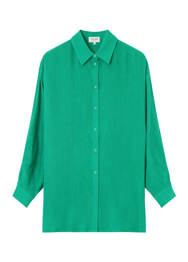 Grace & Mila Groene oversized blouse market -
