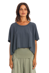 RAVENS VIEW IBIZA Damen vegan T-Shirt Quadratisch Lava Blau