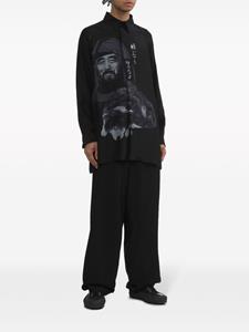 Yohji Yamamoto Oversized zijden overhemd - Zwart