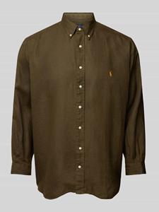 Polo Ralph Lauren Big & Tall PLUS SIZE straight fit linnen overhemd met labelstitching