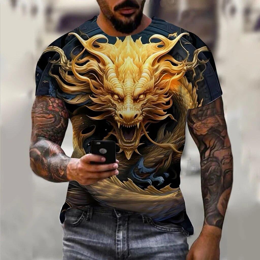 Bobby 2 Men's T-shirt Fashion Chinese Dragon 3d Printed T Shirt Animal Pattern Short-sleeved Streetwear Summer Casual Men's Top Tees