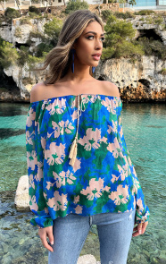 The Musthaves Off Shoulder Blouse Tropical Kobalt