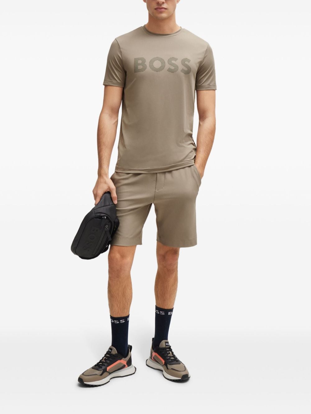 BOSS logo-print crew neck T-shirt - Beige