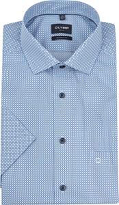 Olymp Short Sleeve Overhemd Luxor Print Blauw