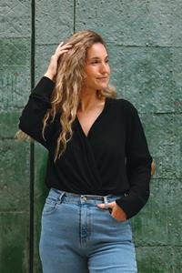 Clotsy Damen vegan Helena Bluse Schwarz