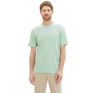 TOM TAILOR Rundhalsshirt, in melierter Optik und mit Logo-Print