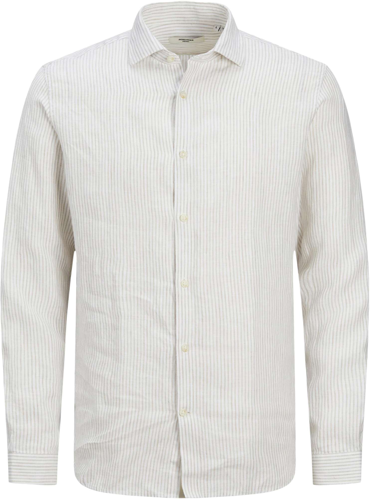 Jack & Jones Jprblaparker linen stripe shirt l/s ln travertine/