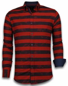 Tony Backer Overhemd Lange Mouw  Blouse Big Stripe Camouflage