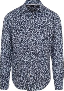 Boss Overhemd Linnen Print Blauw