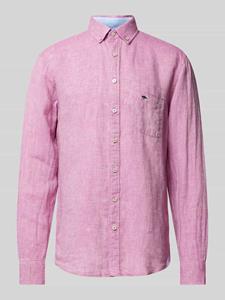 FYNCH-HATTON Leinenhemd, langarm, mit Button-Down-Kragen und Knopfleiste