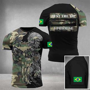 Xin nan zhuang Brazilië Heren T-shirt Tops 3D Braziliaanse Vlag Veteraan Camo Shirt Ronde Hals Oversized Korte Mouw T-shirts Brazilië Heren Kleding