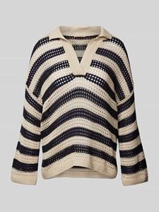 Smith & Soul Strickpullover STRIPED CROCHET POLO COLLAR PULLOVE