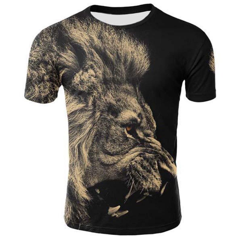 HerSight Summer Tops Men Plus Size Clothing Wolf 3D Print T Shirt Animal Pattern Tees O Neck Short Sleeve Top Breathable Man Shirts