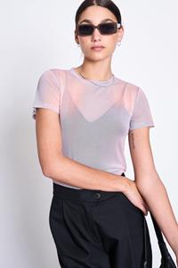 JAN N JUNE JAN 'N JUNE Damen vegan Mesh T-Shirt Evie Aurora Print Pink