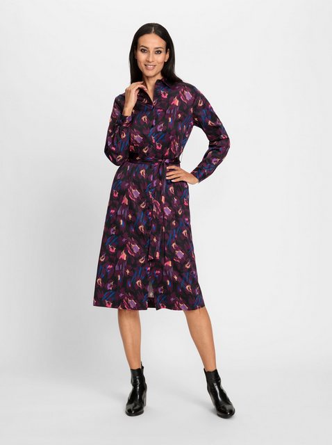 Jurk met print incamel/lila bedrukt van heine