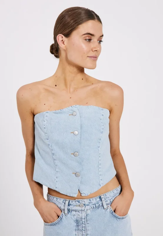 Norr Ninni tube denim top -