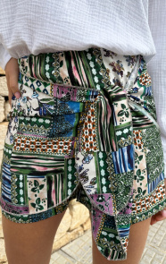 The Musthaves Patchwork Wrap Skort Army