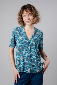 Brava Fabrics Damen vegan Bluse Peanuts Küste Aloha Blau