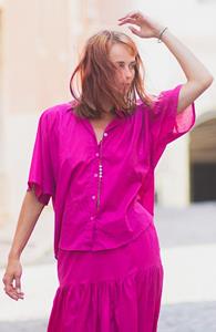 Poppy Field Damen vegan Bluse Nadia Rosa