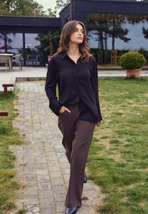 LAURIE Damen vegan Hose Donna Loose Mittellang Braun