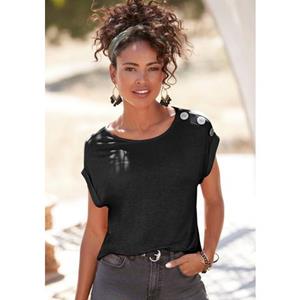 Buffalo Shirt met korte mouwen met decoratieve knopen, comfortabel t-shirt van jersey, basic