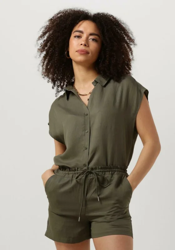 Another Label Benoite tencel shirt green -