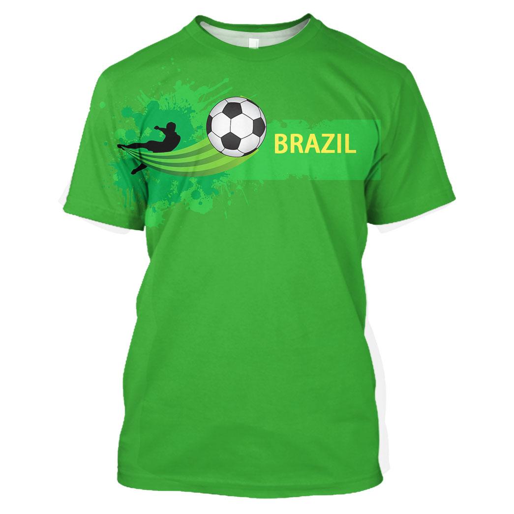 Muzi clothing Brazilië Voetbalshirts 3D Grafische T-shirts Gedrukt Quackity Cartoon Shoot T-shirt Anime Voetbal Plus Size Mannelijke Kleding