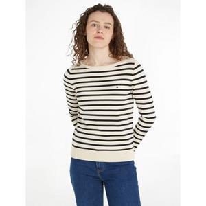 Tommy Hilfiger Strickpullover "CO JERSEY STITCH BOAT-NK SWEATER", mit Tommy Hilfiger Logo-Flag am Ärmel