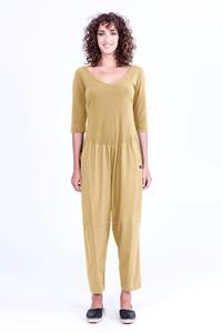 RAVENS VIEW IBIZA Damen vegan Jumpsuit Midnight Mono Camel Gelb