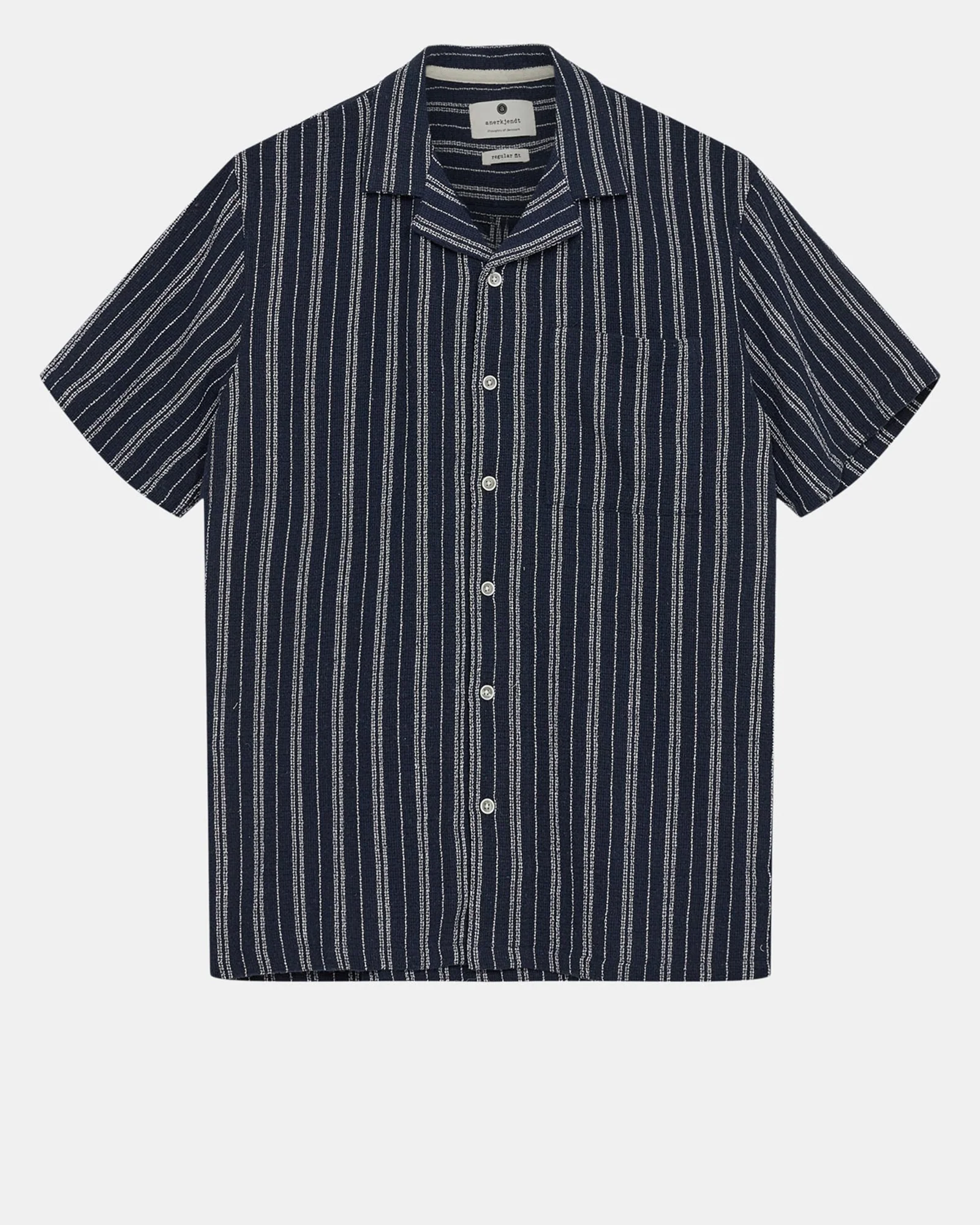 Anerkjendt Short Sleeve Overhemd Leo Dobby Navy