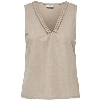 JACQUELINE de YONG Shirttop Strukturiertes Strickoberteil Ärmelloses Tank Top Shirt JDYSUN 4912 in Beige