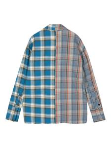 Greg Lauren Geruit overhemd met patchwork - Blauw