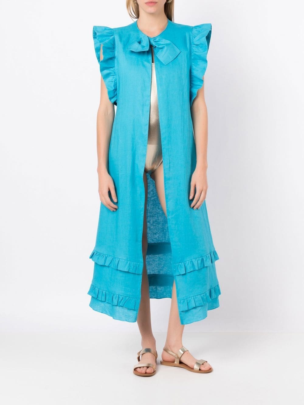Adriana Degreas Maxi-jurk met ruches - Blauw