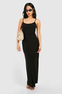 Boohoo Petite Scoop Neck Strappy Maxi Dress, Black