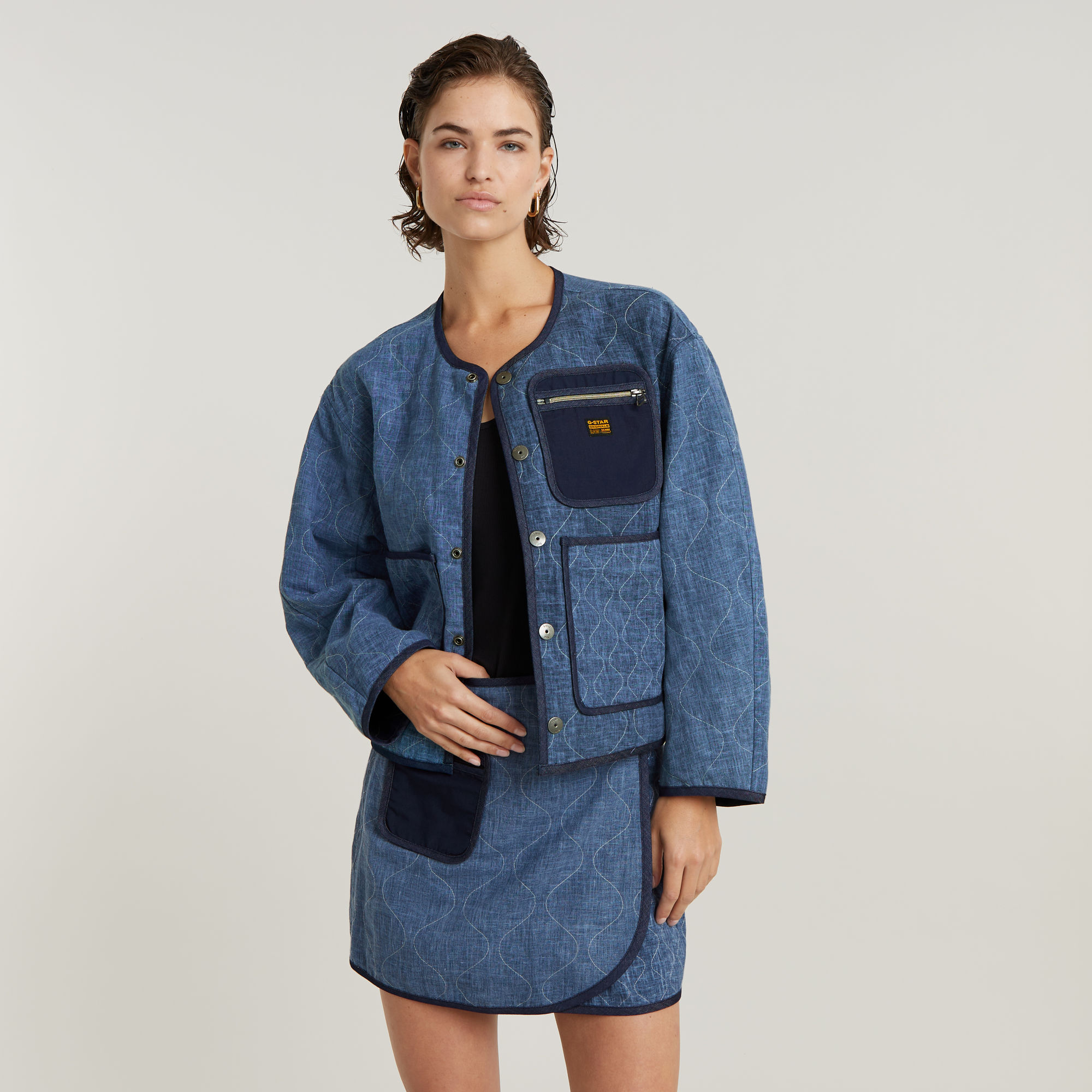 G-Star RAW GSRR Quilted Cocoon Jack - Donkerblauw - Dames