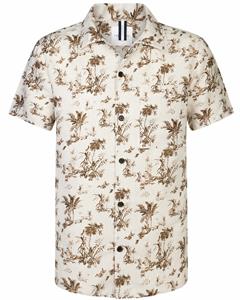 Profuomo Beige linnen camp collar Heren