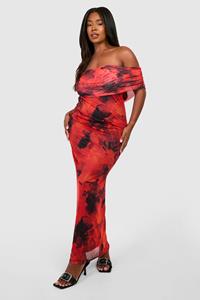 Boohoo Plus Bardot Floral Maxi Dress, Floral