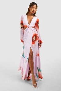 Boohoo Floral Print Cut Out Maxi Dress, Pink