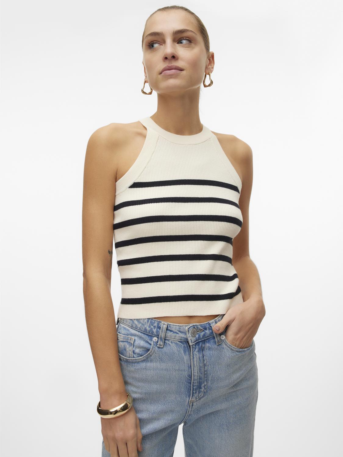 Vero Moda Gebreide trui VMSABA RIB SL O-NECK TOP GA NOOS