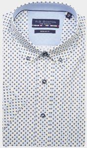 Bos Bright Blue R.b. boston casual hemd korte mouw regular fit 416670/705