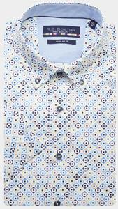 Bos Bright Blue R.b. boston casual hemd korte mouw regular fit 416670/721