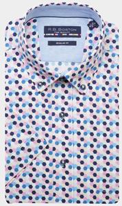 Bos Bright Blue R.b. boston casual hemd korte mouw regular fit 416670/401