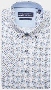 Bos Bright Blue R.b. boston casual hemd korte mouw regular fit 416670/914