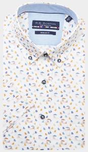 Bos Bright Blue R.b. boston casual hemd korte mouw regular fit 416670/929