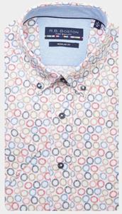Bos Bright Blue R.b. boston casual hemd korte mouw regular fit 416670/302