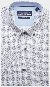 Bos Bright Blue R.b. boston casual hemd korte mouw regular fit 416670/614