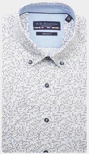 Bos Bright Blue R.b. boston casual hemd korte mouw regular fit 416670/603